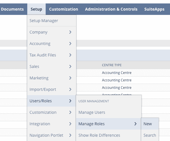 Create new role in NetSuite