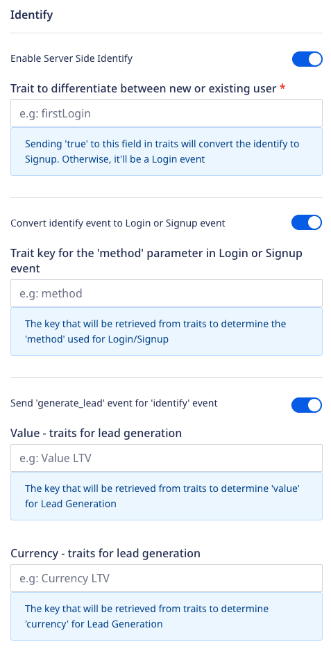 Google Analytics 4 Connection Settings in RudderStack