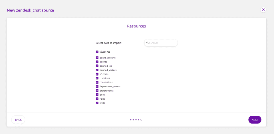 Select data to import