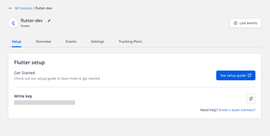 Flutter source write key