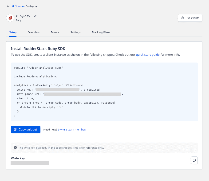 Ruby source write key