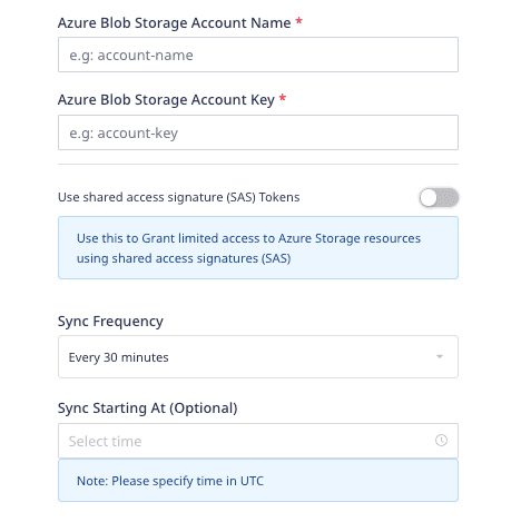 Azure data lake destination settings in RudderStack