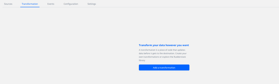 Transformation settings after adding destination