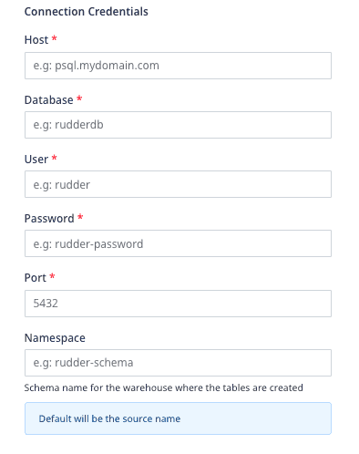 PostgreSQL connection settings