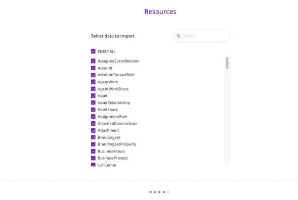 Selecting the data to import