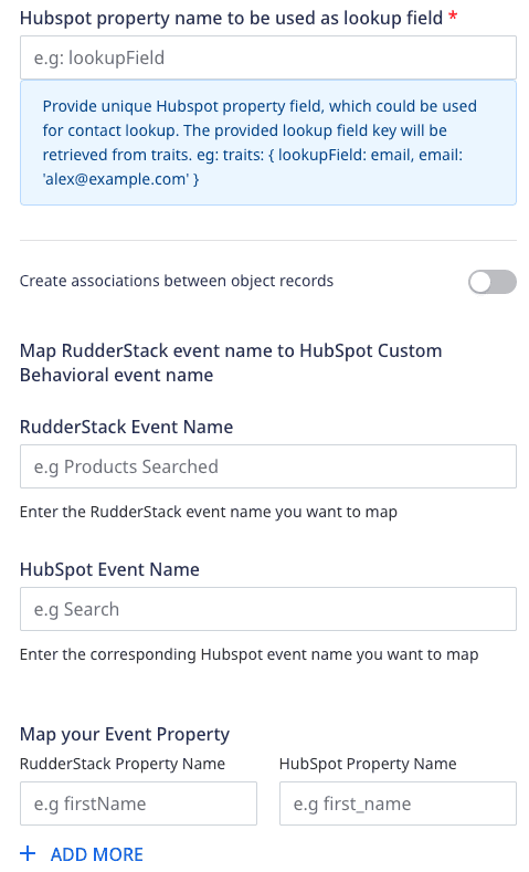 HubSpot connection settings