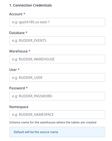 Snowflake destination settings in RudderStack