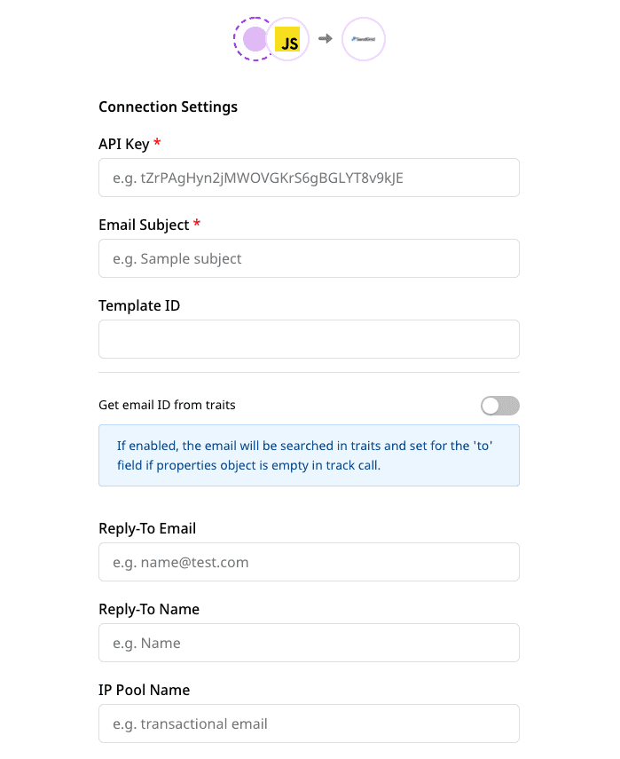 Sendgrid connection settings